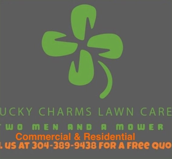 Lucky Charms lawn care sign